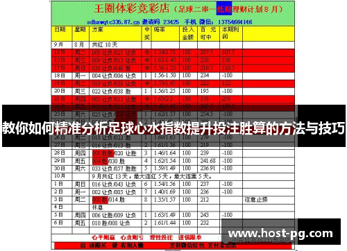 教你如何精准分析足球心水指数提升投注胜算的方法与技巧
