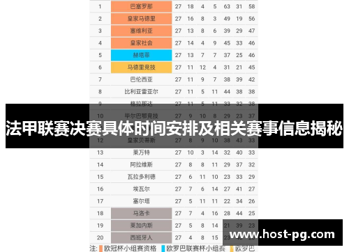 法甲联赛决赛具体时间安排及相关赛事信息揭秘 法甲联赛决赛具体时间安排及相关赛事信息揭秘